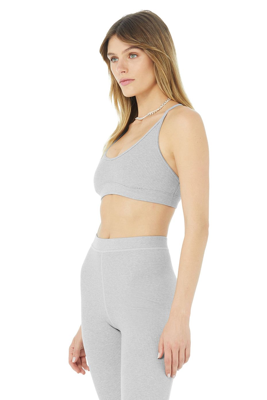Ribbed Blissful Bra - Athletic Heather Grey sold by Alo Yoga product image thumbnail 2