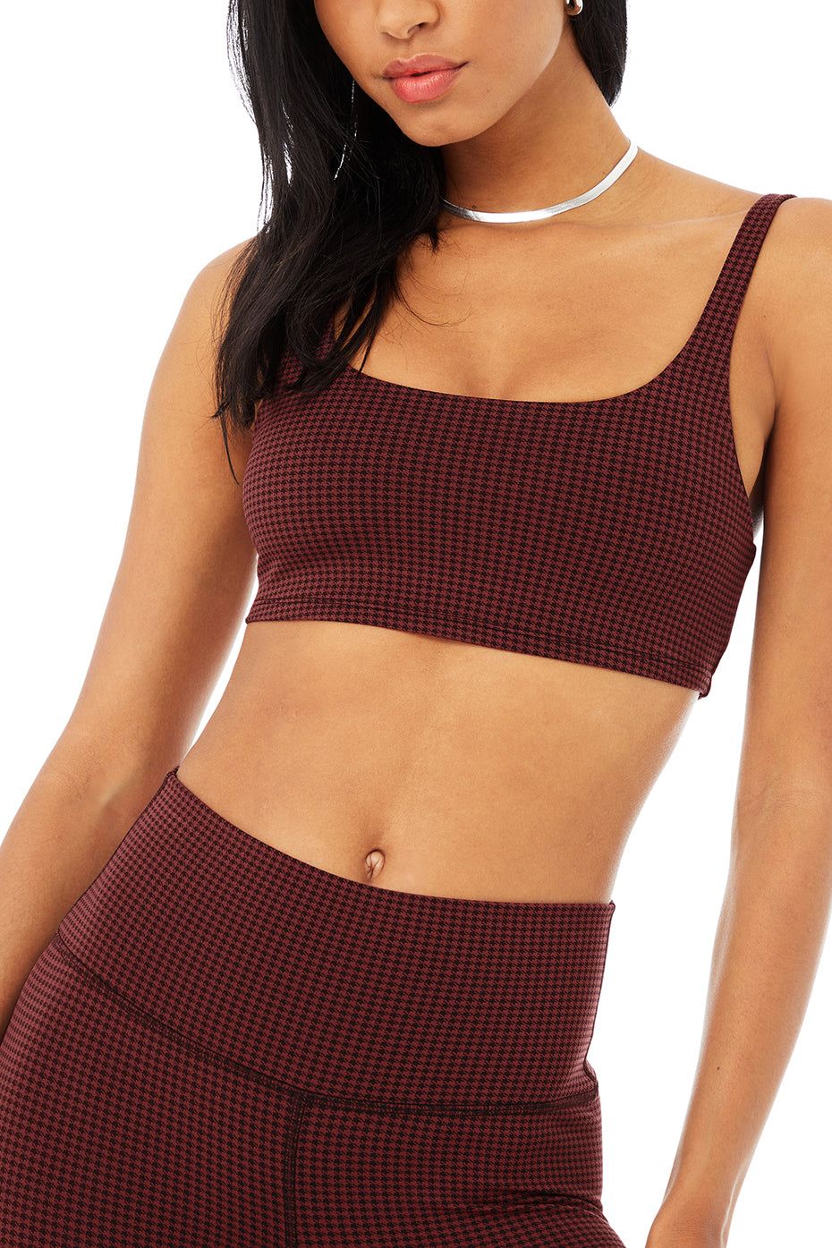 Micro Houndstooth Bra - Cranberry/Black sold by Alo Yoga product image thumbnail 4