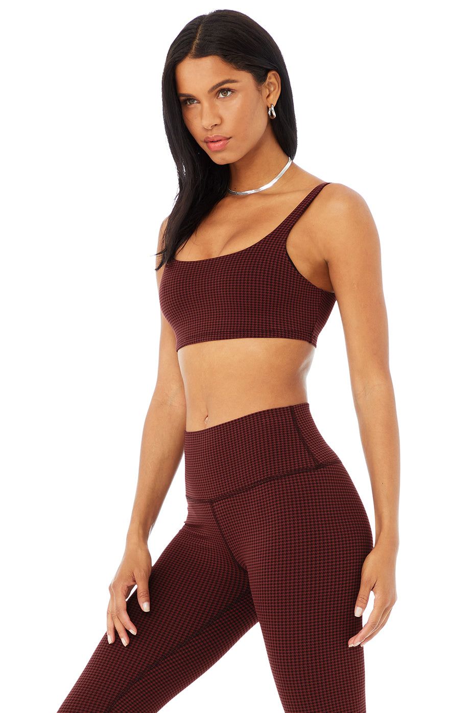 Micro Houndstooth Bra - Cranberry/Black sold by Alo Yoga product image thumbnail 2