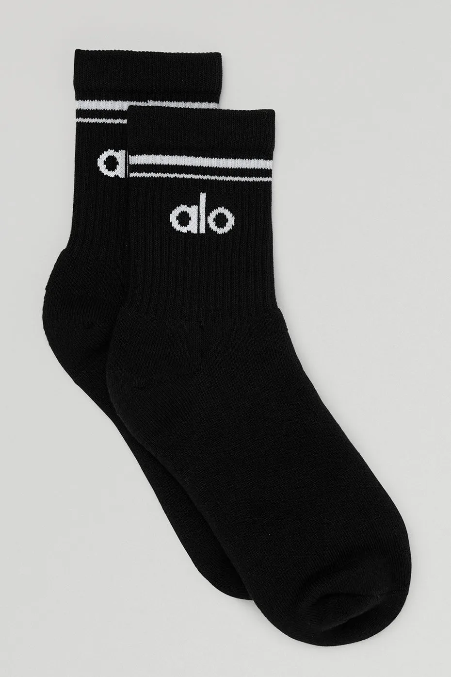 Unisex Half-Crew Throwback Sock - Black/White sold by Alo Yoga