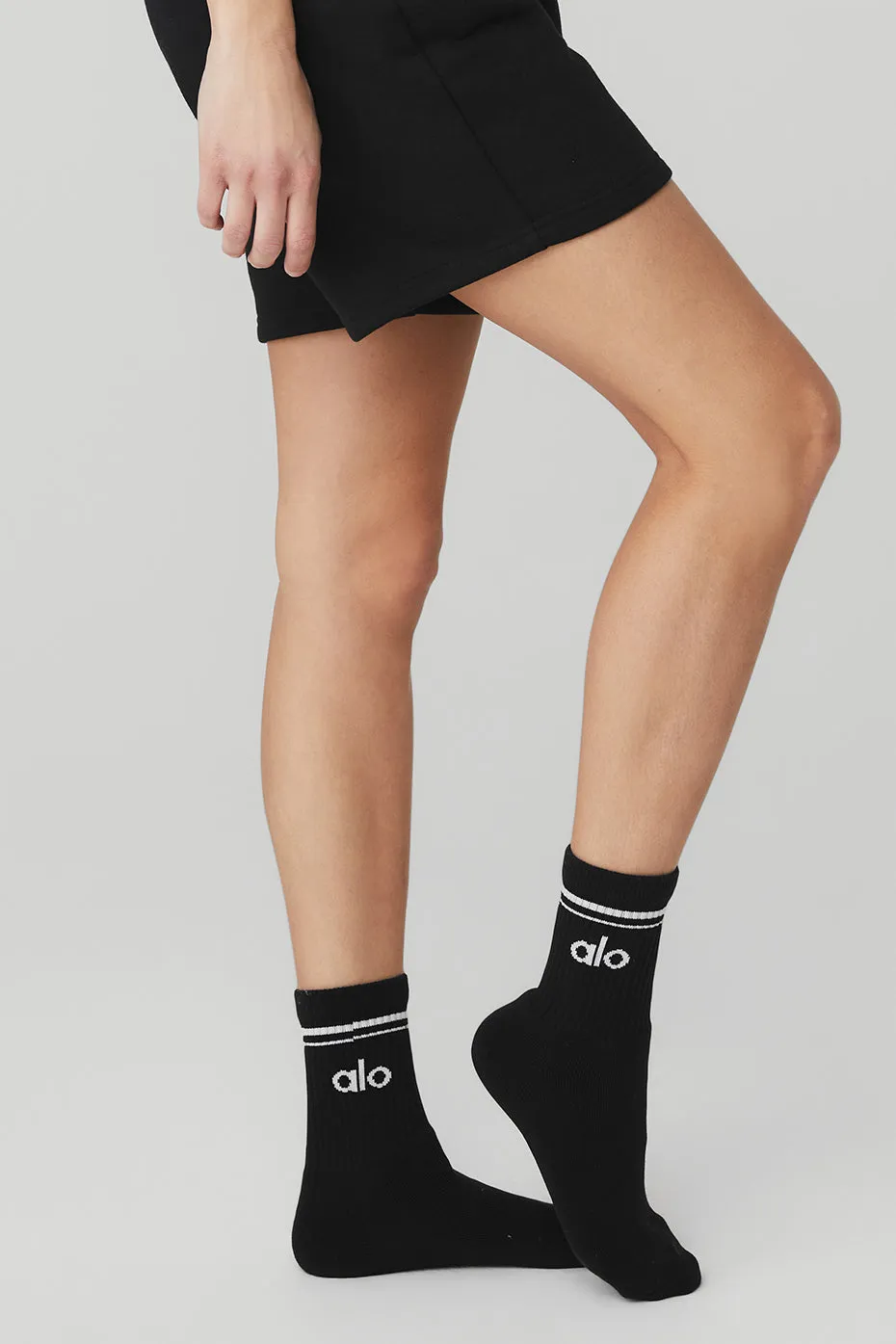 Unisex Half-Crew Throwback Sock - Black/White sold by Alo Yoga product image thumbnail 3