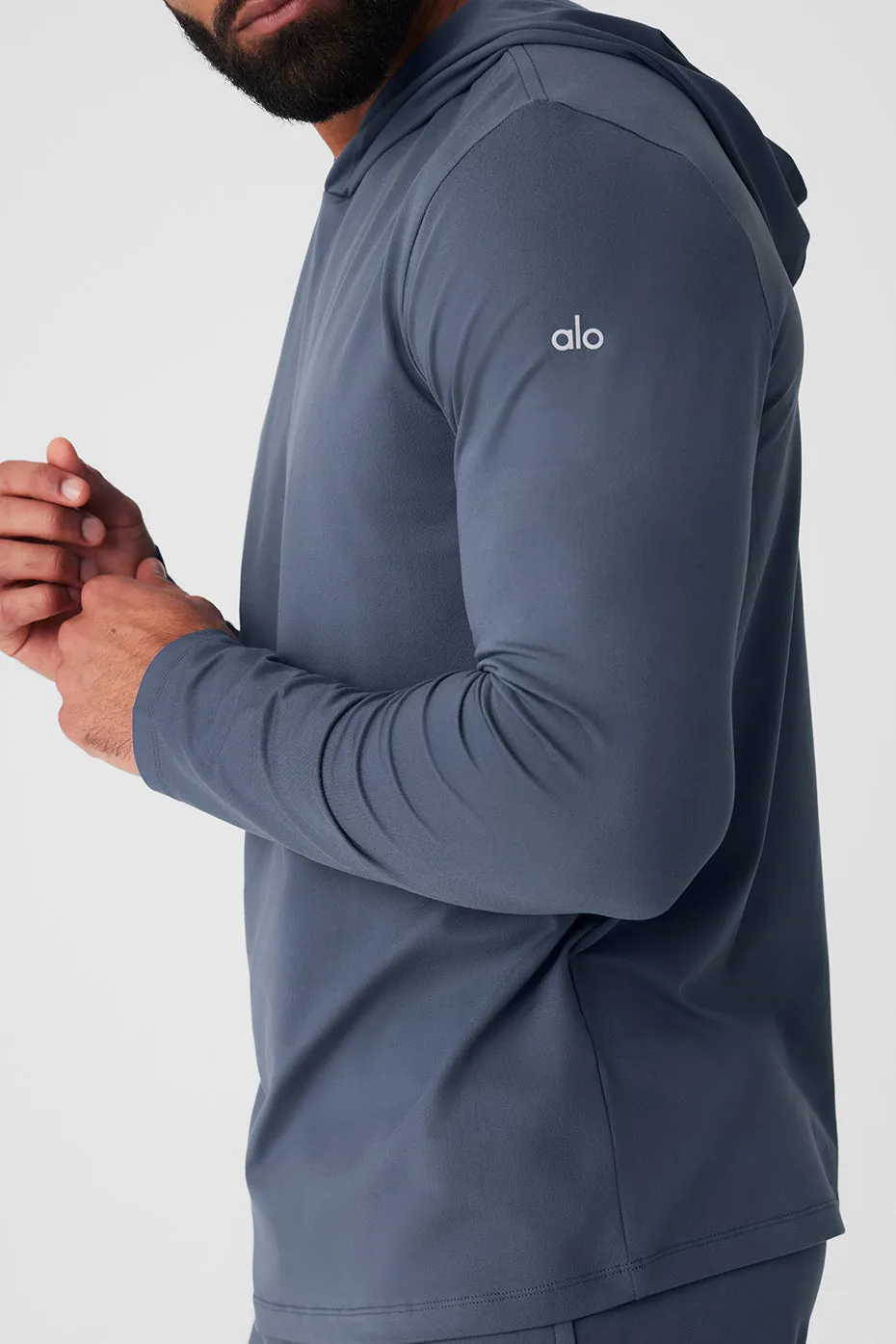 Conquer Reform Long Sleeve With Hood - Bluestone sold by Alo Yoga product image thumbnail 4
