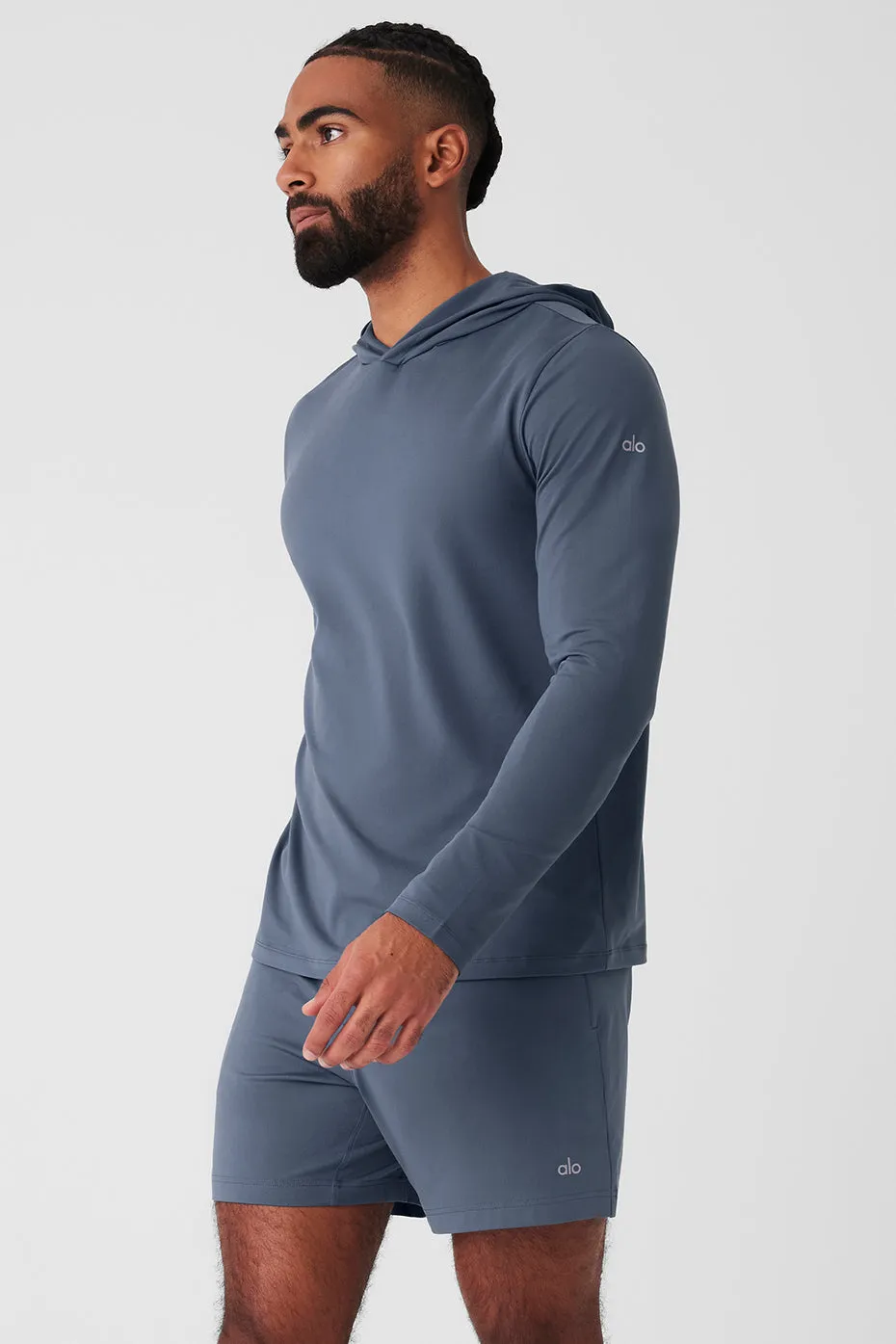 Conquer Reform Long Sleeve With Hood - Bluestone sold by Alo Yoga product image thumbnail 3