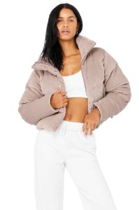 Ribbed Velour Gold Rush Puffer - Dusty Pink sold by Alo Yoga