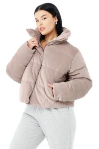 Ribbed Velour Gold Rush Puffer - Dusty Pink sold by Alo Yoga