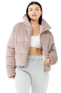 Ribbed Velour Gold Rush Puffer - Dusty Pink sold by Alo Yoga