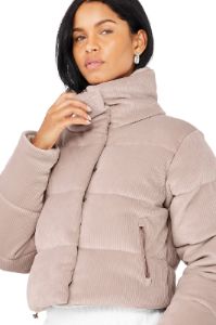 Ribbed Velour Gold Rush Puffer - Dusty Pink sold by Alo Yoga