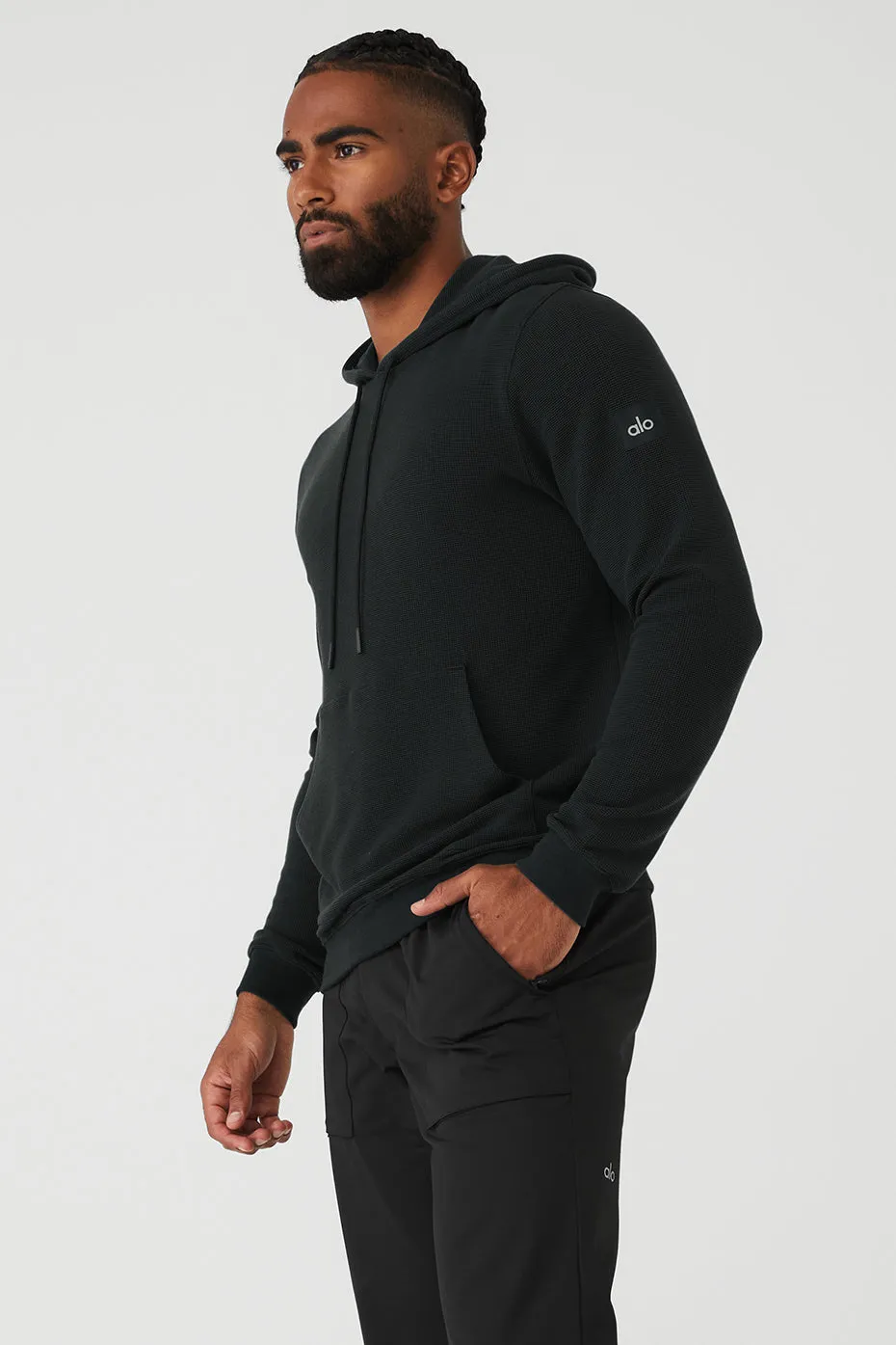 Micro Waffle Fast Break Hoodie - Black sold by Alo Yoga product image thumbnail 3