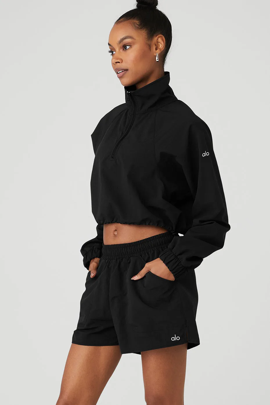 Cropped 1/4 Zip Alumni Pullover - Black sold by Alo Yoga product image thumbnail 3