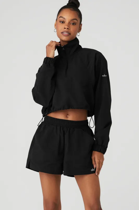 Cropped 1/4 Zip Alumni Pullover - Black sold by Alo Yoga