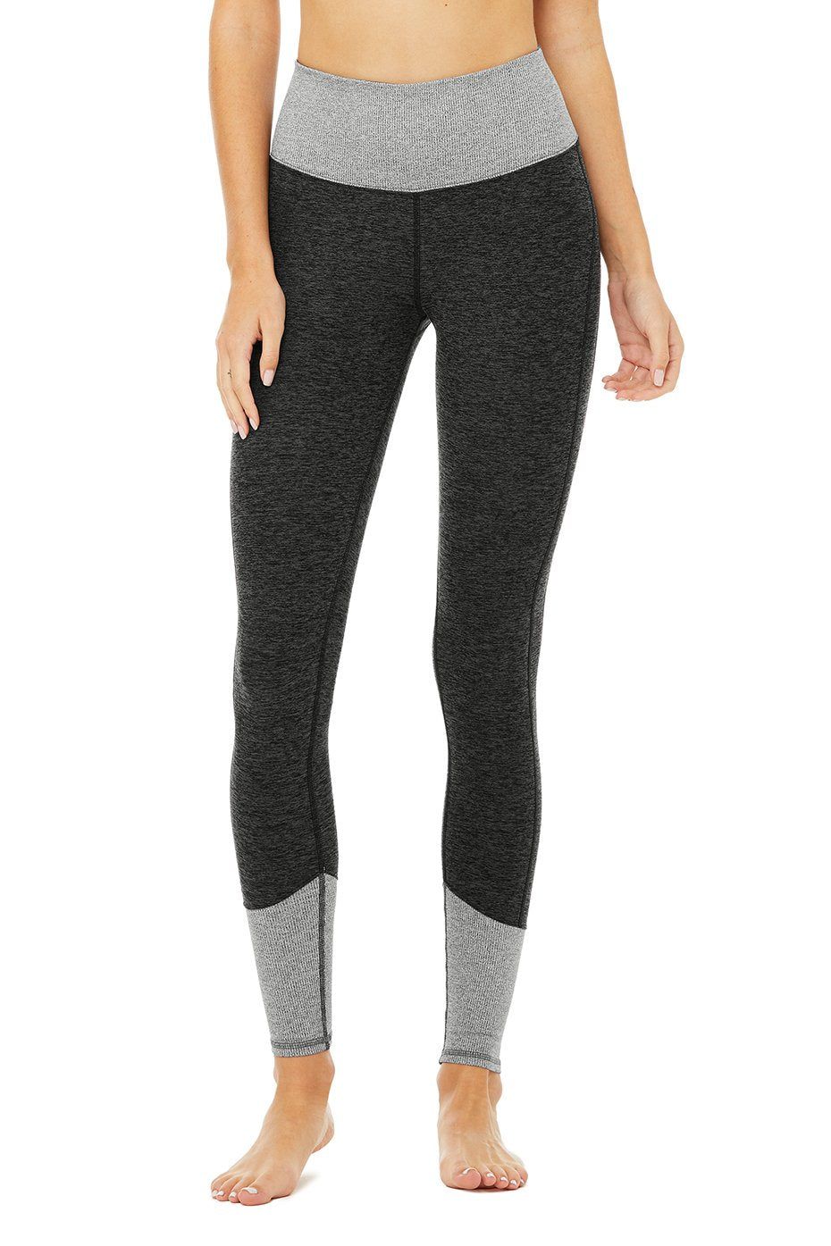 High-Waist Alosoft Lounge Legging - Dark Heather Grey/Dove Grey Heather sold by Alo Yoga