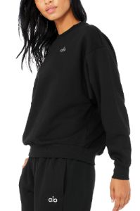 Accolade Crew Neck Pullover & Accolade Straight Leg Sweatpant Set - Black sold by Alo Yoga
