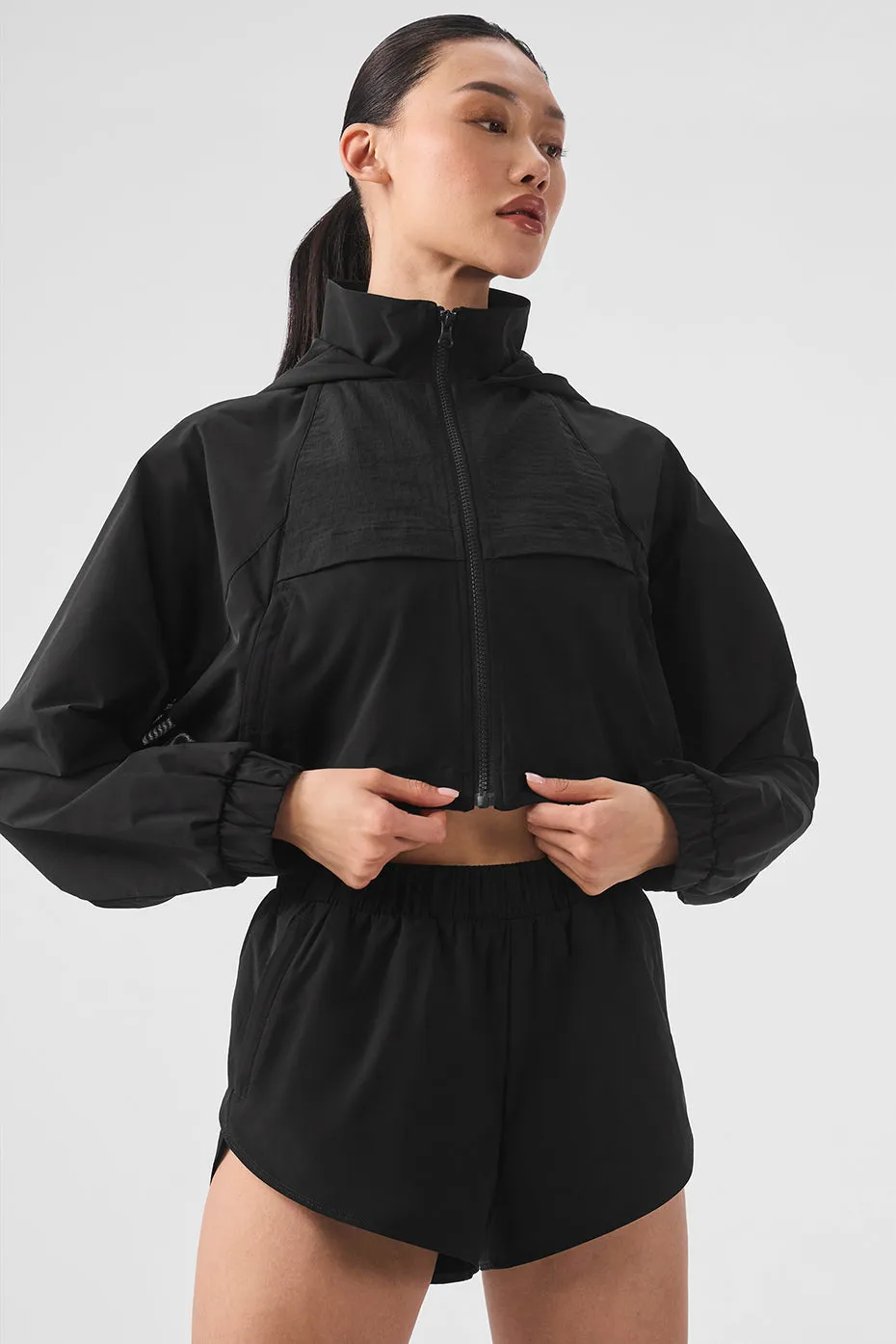 Alo Yoga Cropped Playmaker Jacket - Black | Parallel Alo Yoga Cropped Playmaker Jacket - Black | Parallel