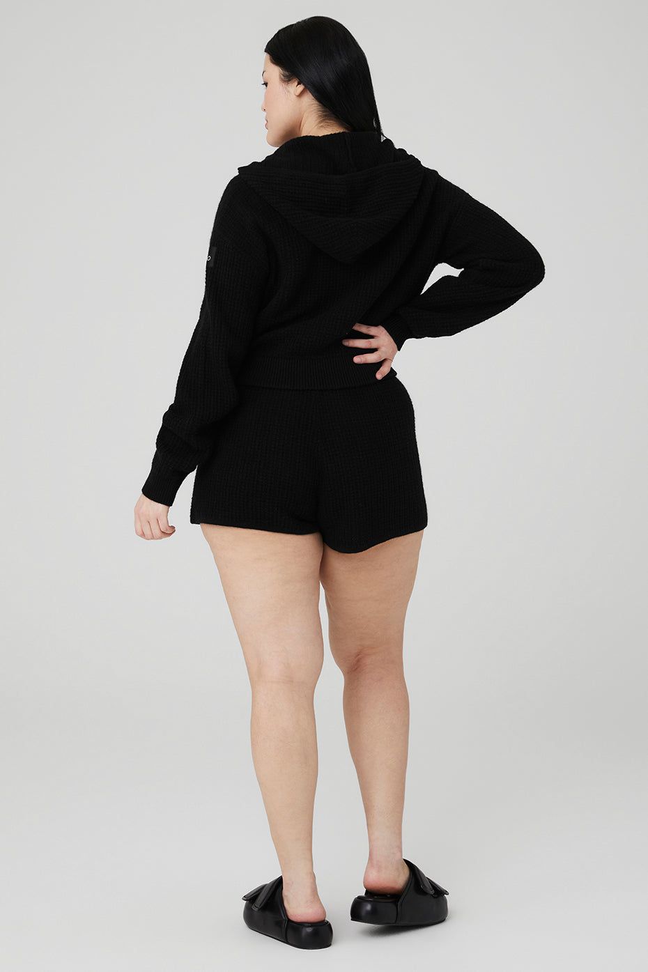Cashmere Plush Waffle Cropped Tank, Full Zip Hoodie & High-Waist Short Set sold by Alo Yoga product image thumbnail 6