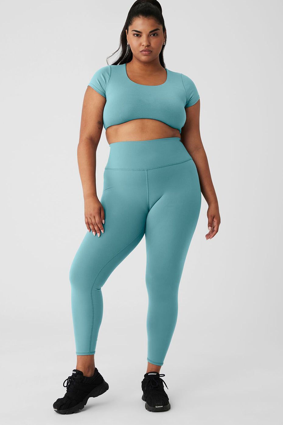 Airbrush Figure Short Sleeve Bra & 7/8 High-Waist Airbrush Legging Set sold by Alo Yoga product image thumbnail 5