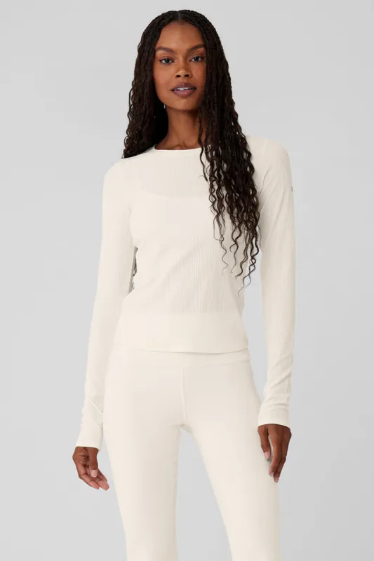 Ribbed Sea Coast Long Sleeve - Ivory sold by Alo Yoga