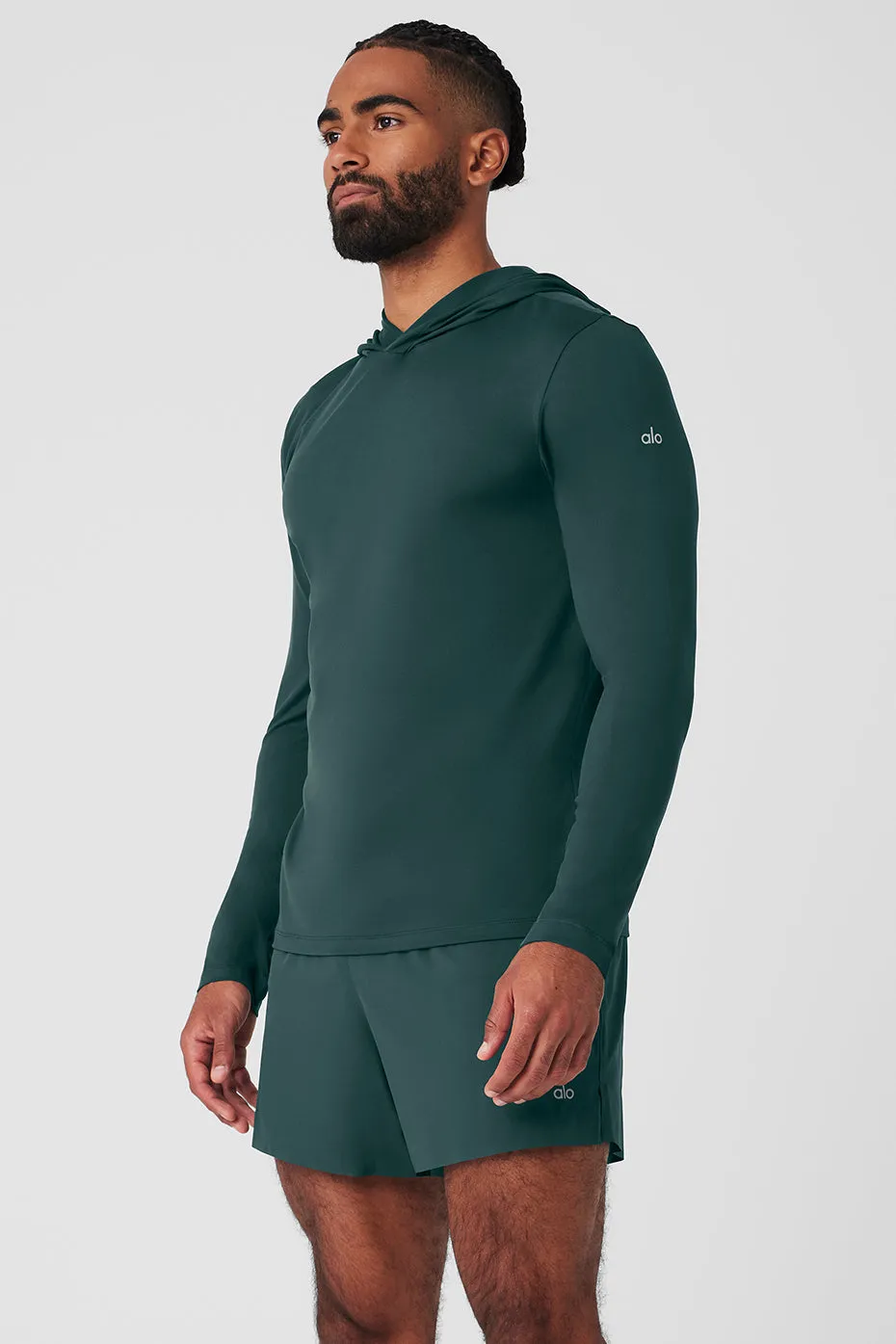 Conquer Reform Long Sleeve With Hood - Midnight Green sold by Alo Yoga product image thumbnail 3