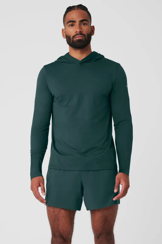 Tシャツ・カットソー [Alo Yoga] Conquer Reform Long Sleeve With Hood Conquer Reform Long Sleeve With Hood - Athletic Heather Grey