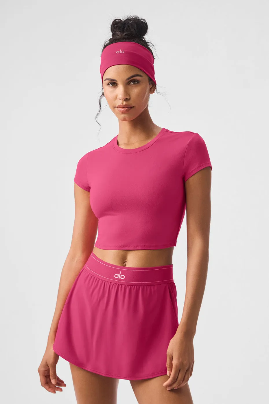 Alosoft Crop Finesse Short Sleeve - Pink Summer Crush sold by Alo Yoga product image thumbnail 3