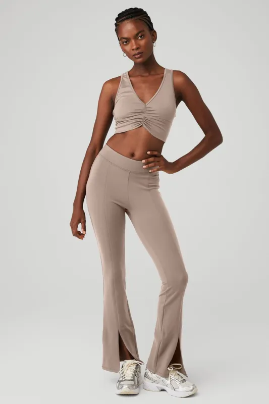 Wild Thing Bra & Airbrush High-Waist 7/8 Flutter Legging Set - Taupe sold by Alo Yoga