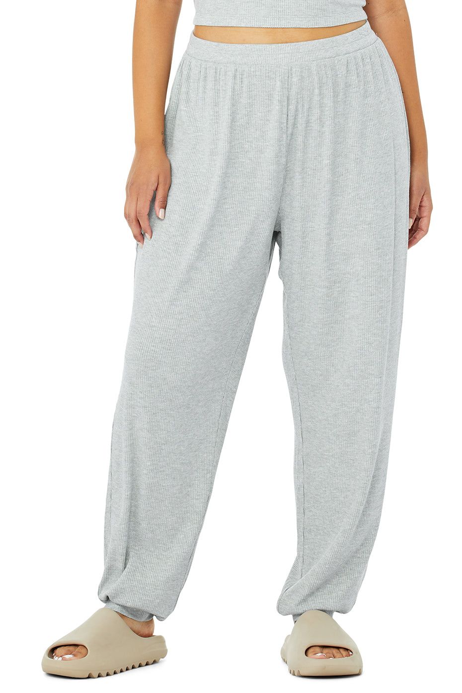High-Waist Ribbed Whisper Pant - Athletic Heather Grey sold by Alo Yoga product image thumbnail 5