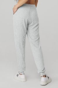 High-Waist Ribbed Whisper Pant - Athletic Heather Grey sold by Alo Yoga