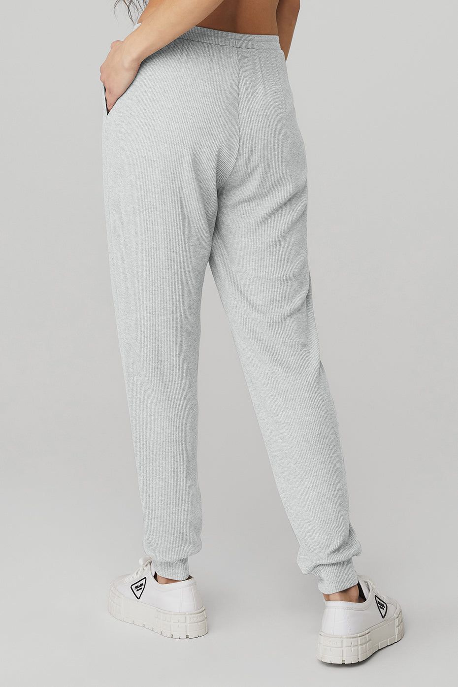High-Waist Ribbed Whisper Pant - Athletic Heather Grey sold by Alo Yoga product image thumbnail 2