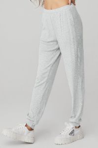 High-Waist Ribbed Whisper Pant - Athletic Heather Grey sold by Alo Yoga