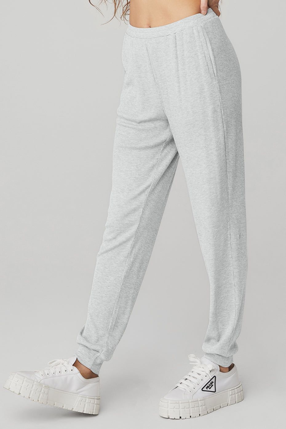 High-Waist Ribbed Whisper Pant - Athletic Heather Grey sold by Alo Yoga product image thumbnail 3
