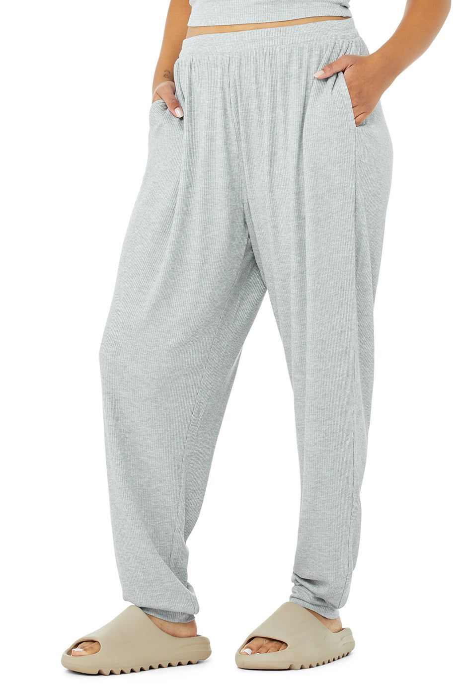 High-Waist Ribbed Whisper Pant - Athletic Heather Grey sold by Alo Yoga product image thumbnail 7
