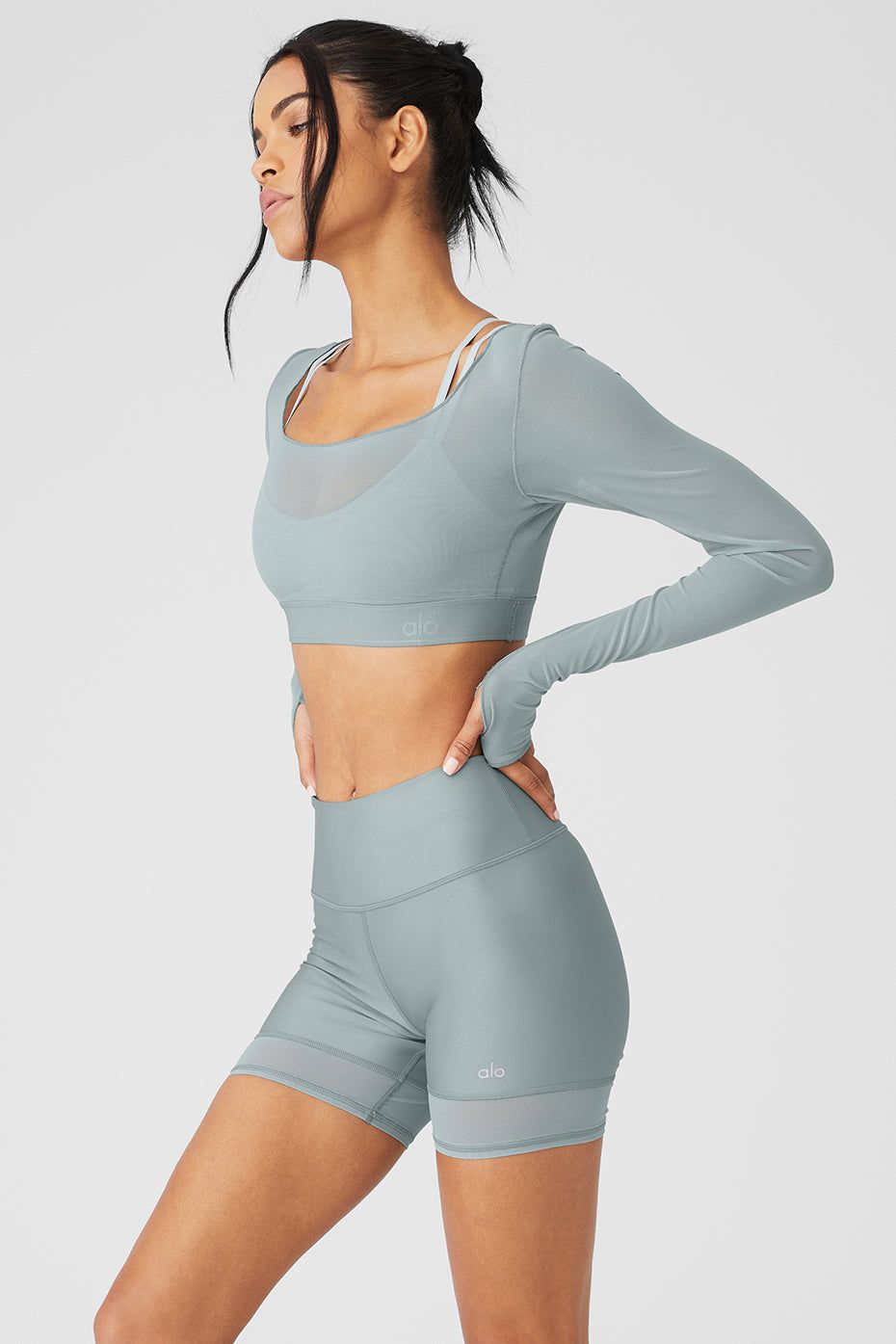 Airlift Long Sleeve Ballet Dream Bra - Cosmic Grey sold by Alo Yoga product image thumbnail 4