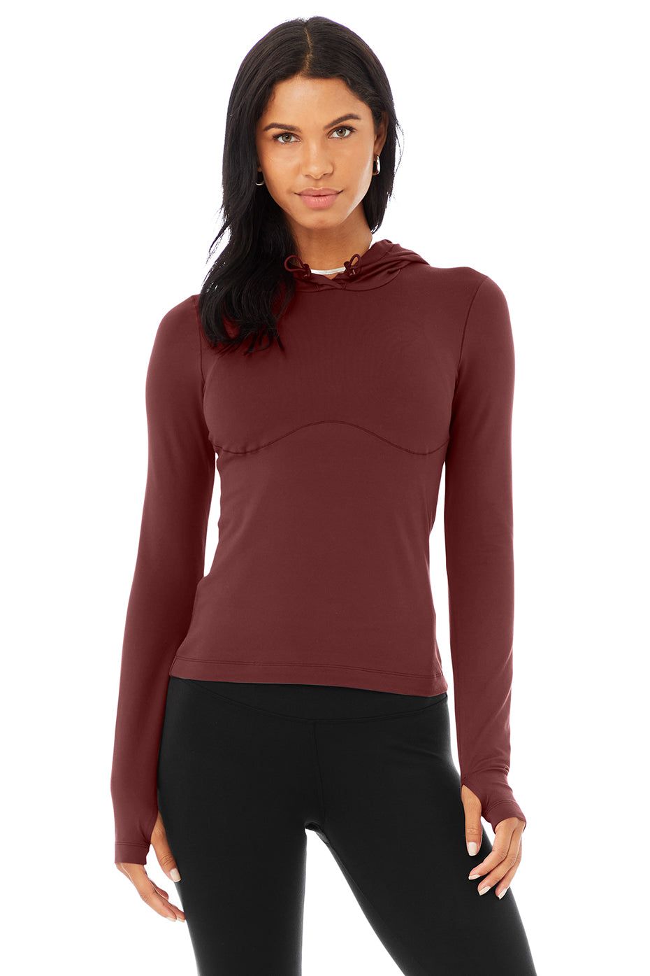 Alosoft Hooded Runner Long Sleeve - Cranberry sold by Alo Yoga