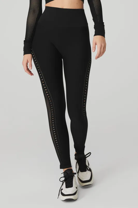 Seamless High-Waist 7/8 Open Air Legging - Black sold by Alo Yoga