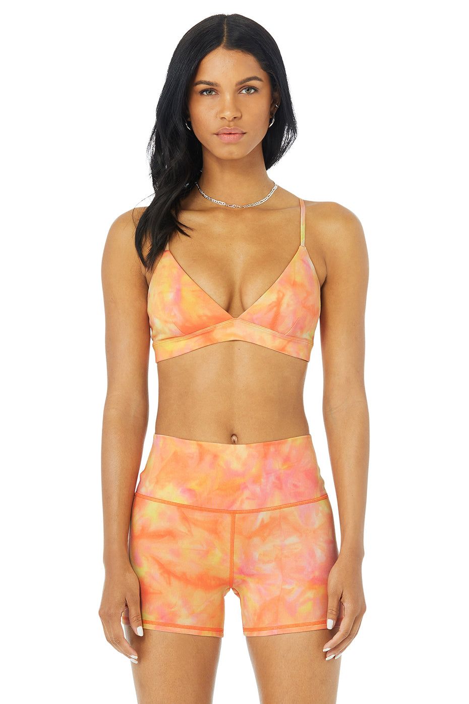 Airbrush Summer Sunset Dye Bra - Neon Apricot Sunset sold by Alo Yoga