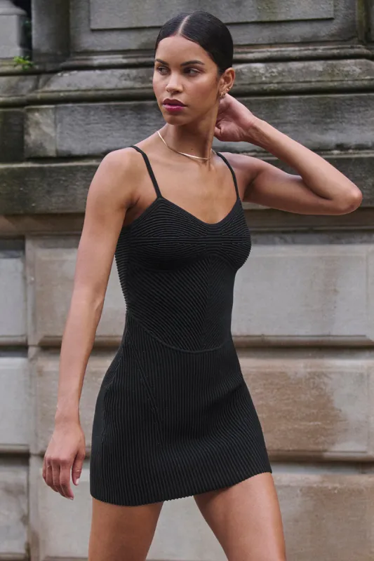 Denim Knit Mini Dress - Black/Anthracite sold by Alo Yoga