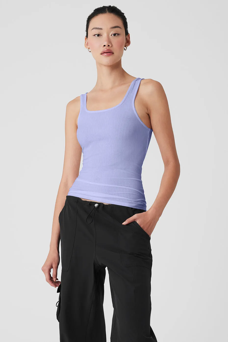 Ribbed Sea Coast Scoop Neck Tank - Lilac Blue sold by Alo Yoga