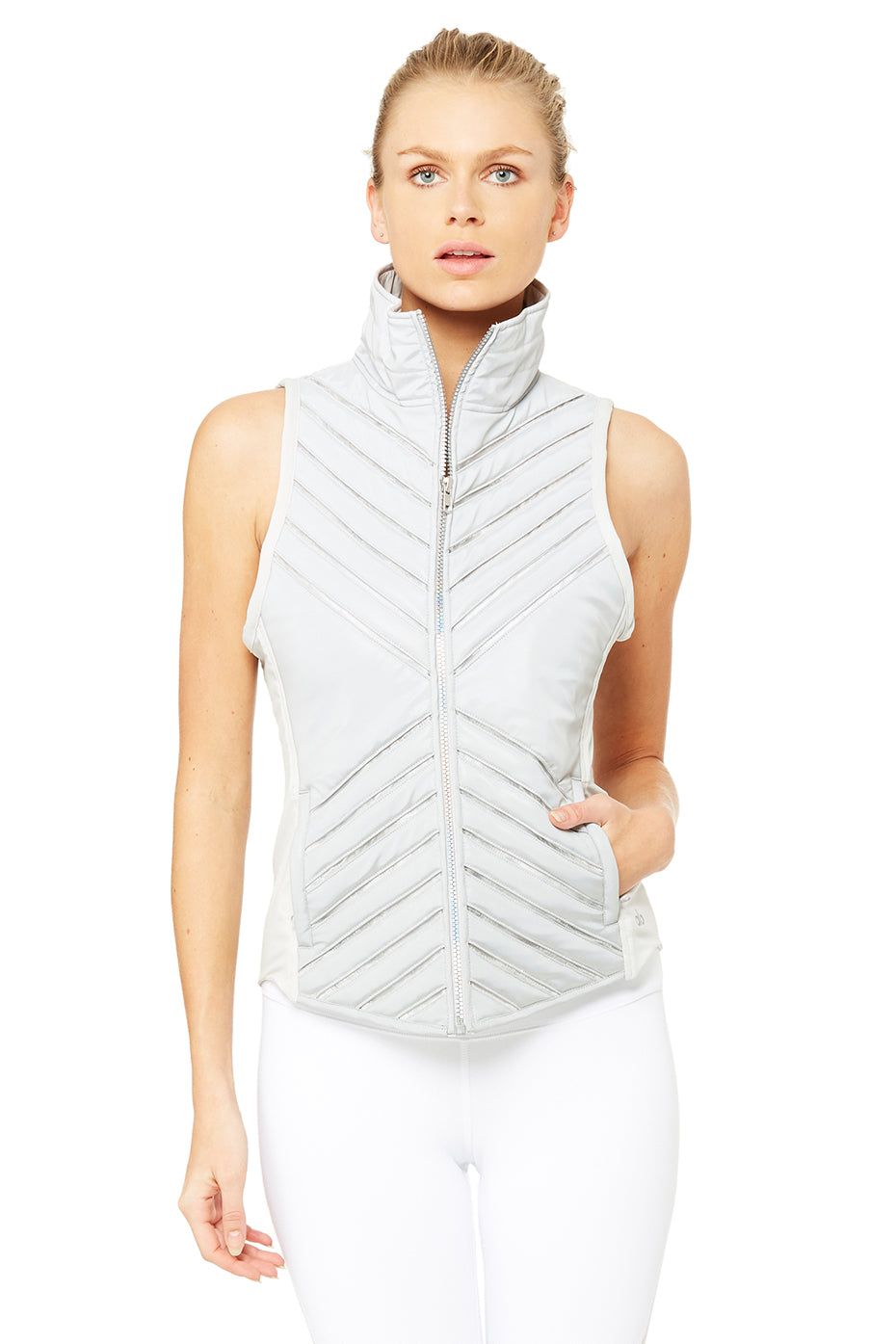 Reflective Puffer Vest - Silver Reflective sold by Alo Yoga