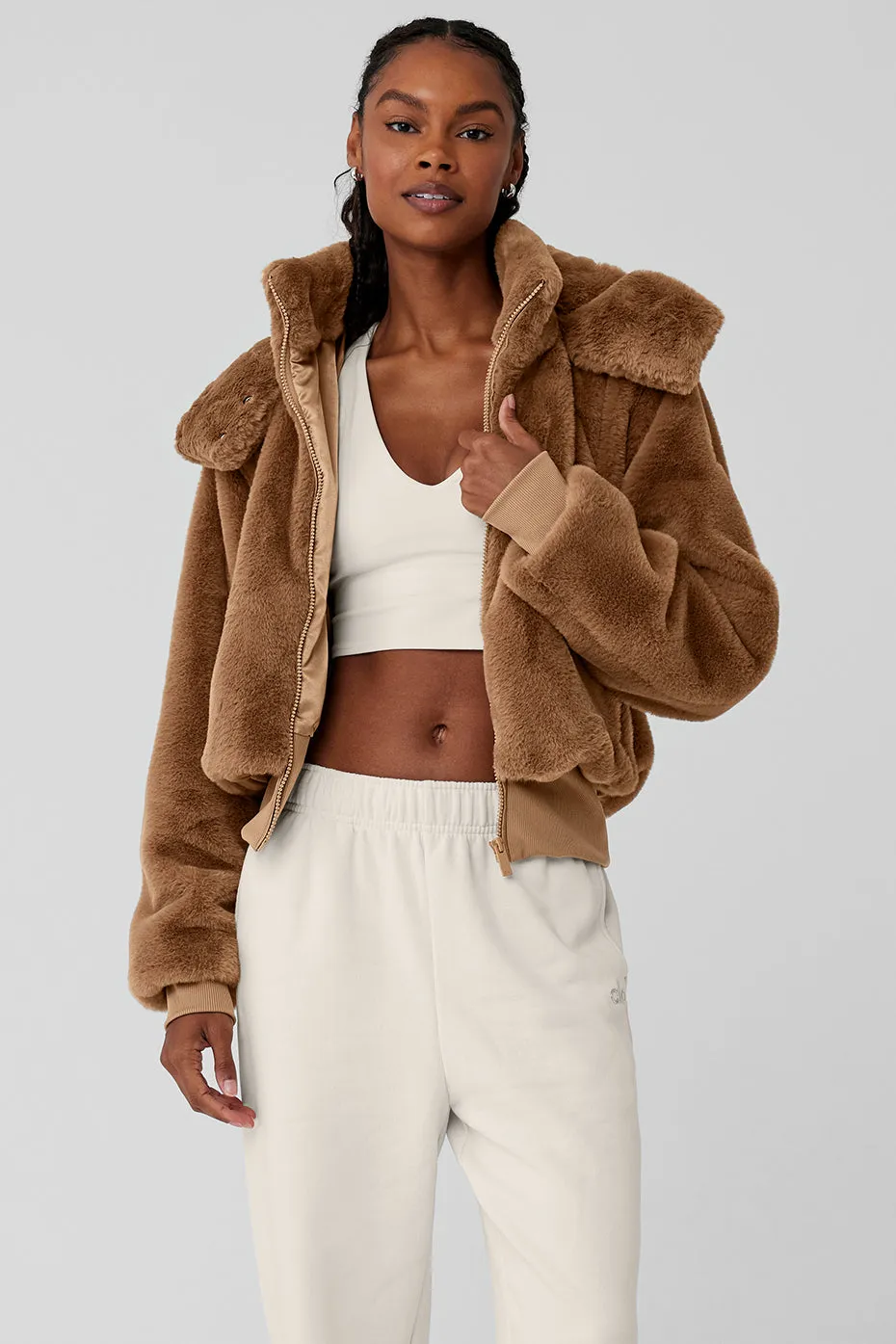 Faux Fur Foxy Jacket - Toasted Almond | Parallel
