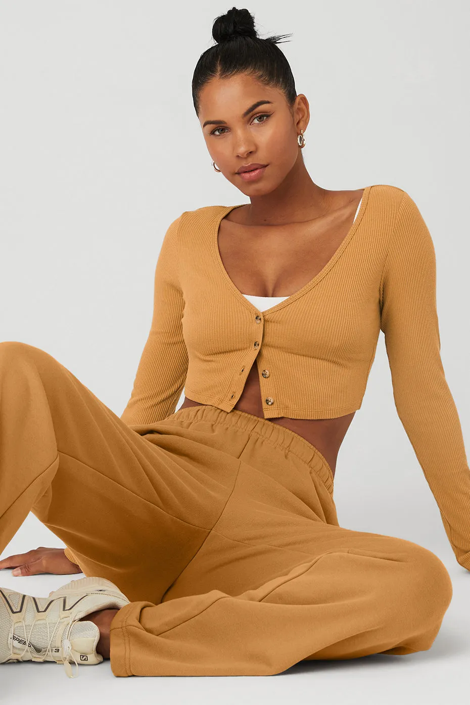 Ribbed Cropped Whisper Cardi - Toffee sold by Alo Yoga product image thumbnail 5