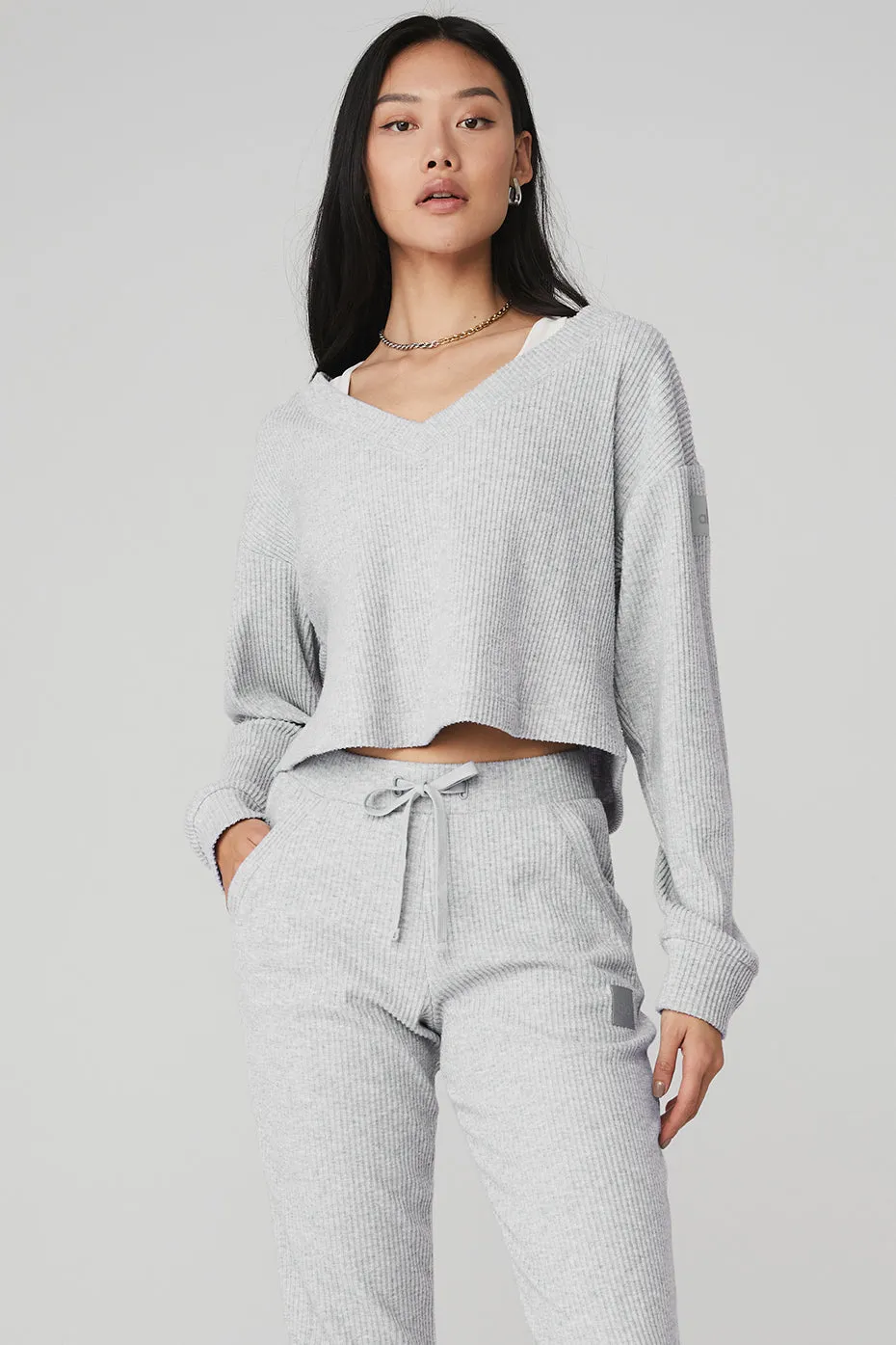 Muse V-Neck Pullover - Athletic Heather Grey sold by Alo Yoga