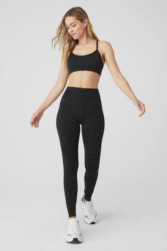 Jacquard Checkered Gratitude Bra & Jacquard High-Waist Checkered Legging Set sold by Alo Yoga