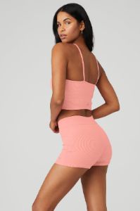 Goddess Ribbed Cross Crop Top - Strawberry Lemonade sold by Alo Yoga