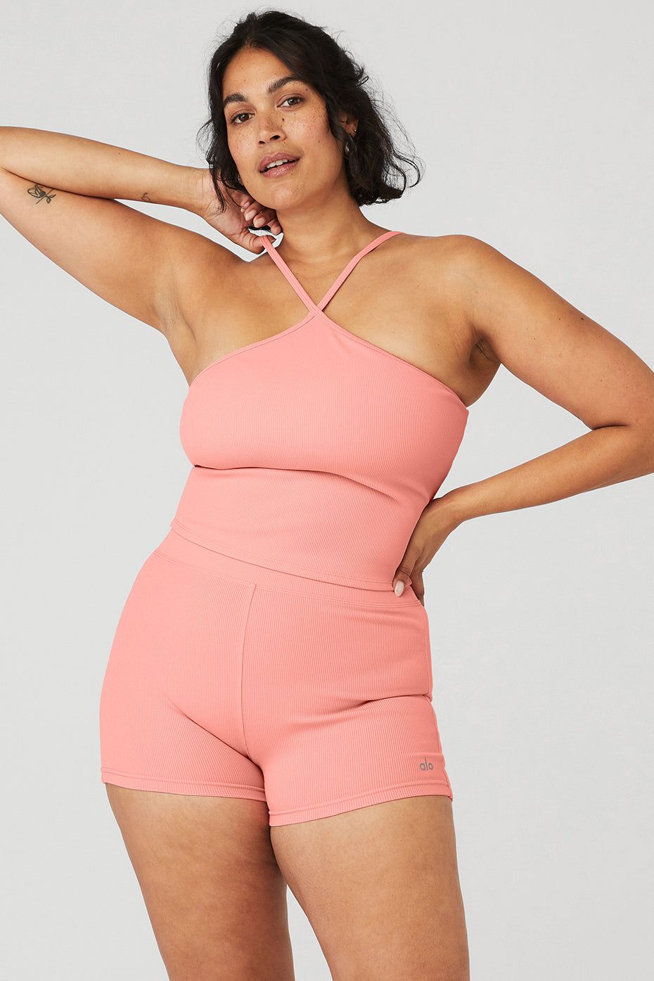 Goddess Ribbed Cross Crop Top - Strawberry Lemonade sold by Alo Yoga product image thumbnail 5