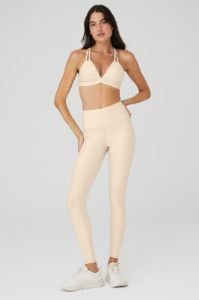 Airlift Layer Up Bra & 7/8 High-Waist Airlift Legging Set - Macadamia sold by Alo Yoga