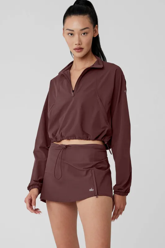 1/4 Zip Cropped In The Lead Coverup - Cherry Cola sold by Alo Yoga