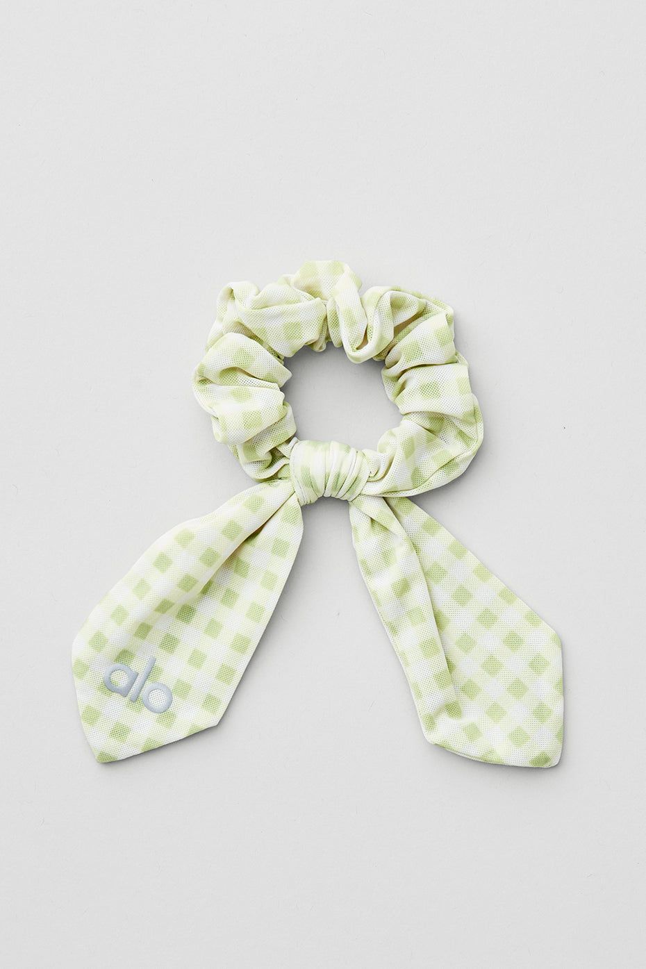 Gingham Mesh Rhythm Scrunchie - Iced Green Tea sold by Alo Yoga