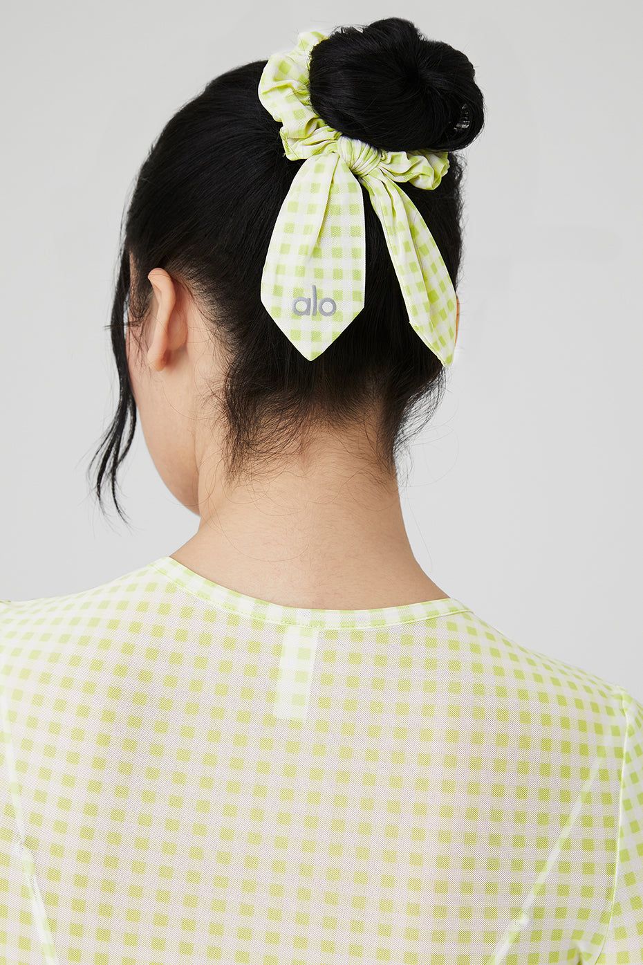 Gingham Mesh Rhythm Scrunchie - Iced Green Tea sold by Alo Yoga product image thumbnail 2
