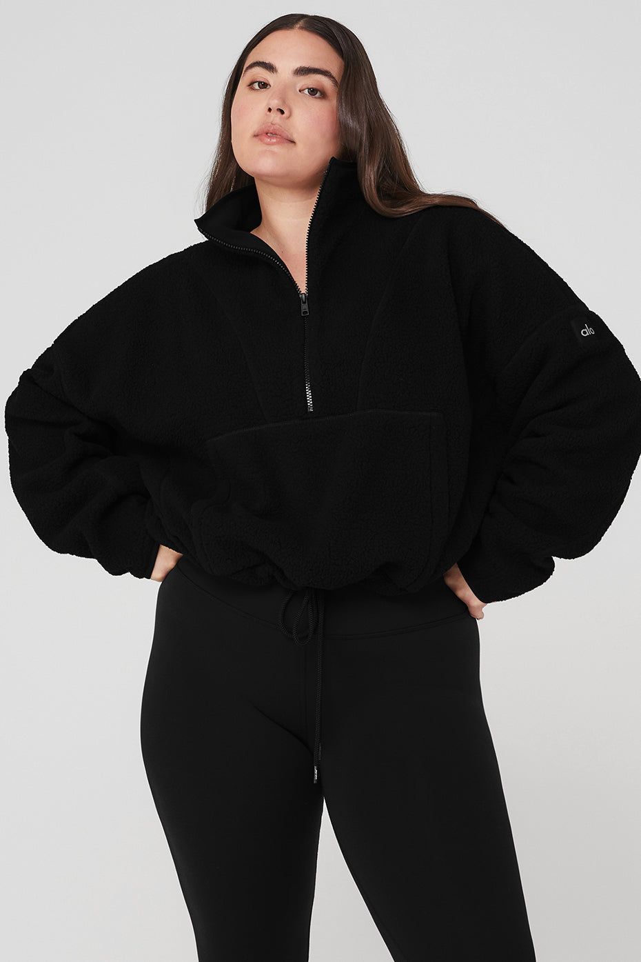 Micro Sherpa Cozy Cabin Half Zip Pullover - Black sold by Alo Yoga product image thumbnail 5