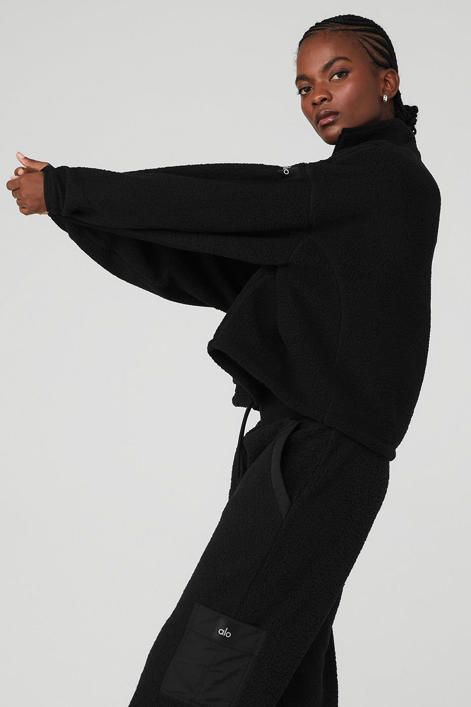 Micro Sherpa Cozy Cabin Half Zip Pullover - Black sold by Alo Yoga product image thumbnail 3