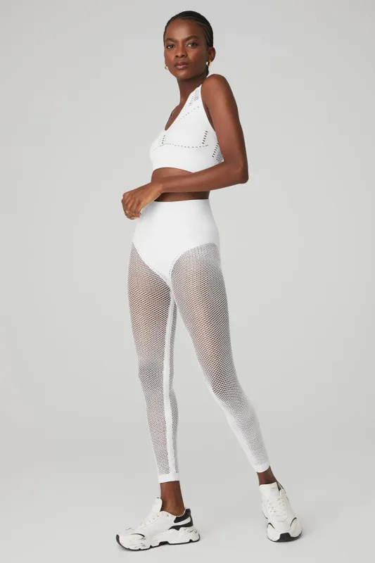 Seamless Open Air Bra & Seamless High-Waist 7/8 Limitless Open Air Legging Set - White sold by Alo Yoga